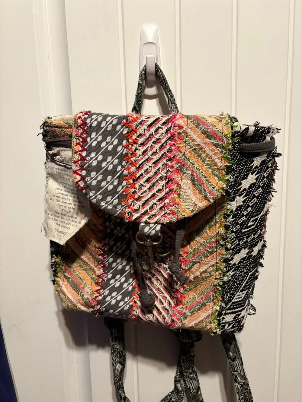 Demdaco Multicolor Boho Woven Backpack